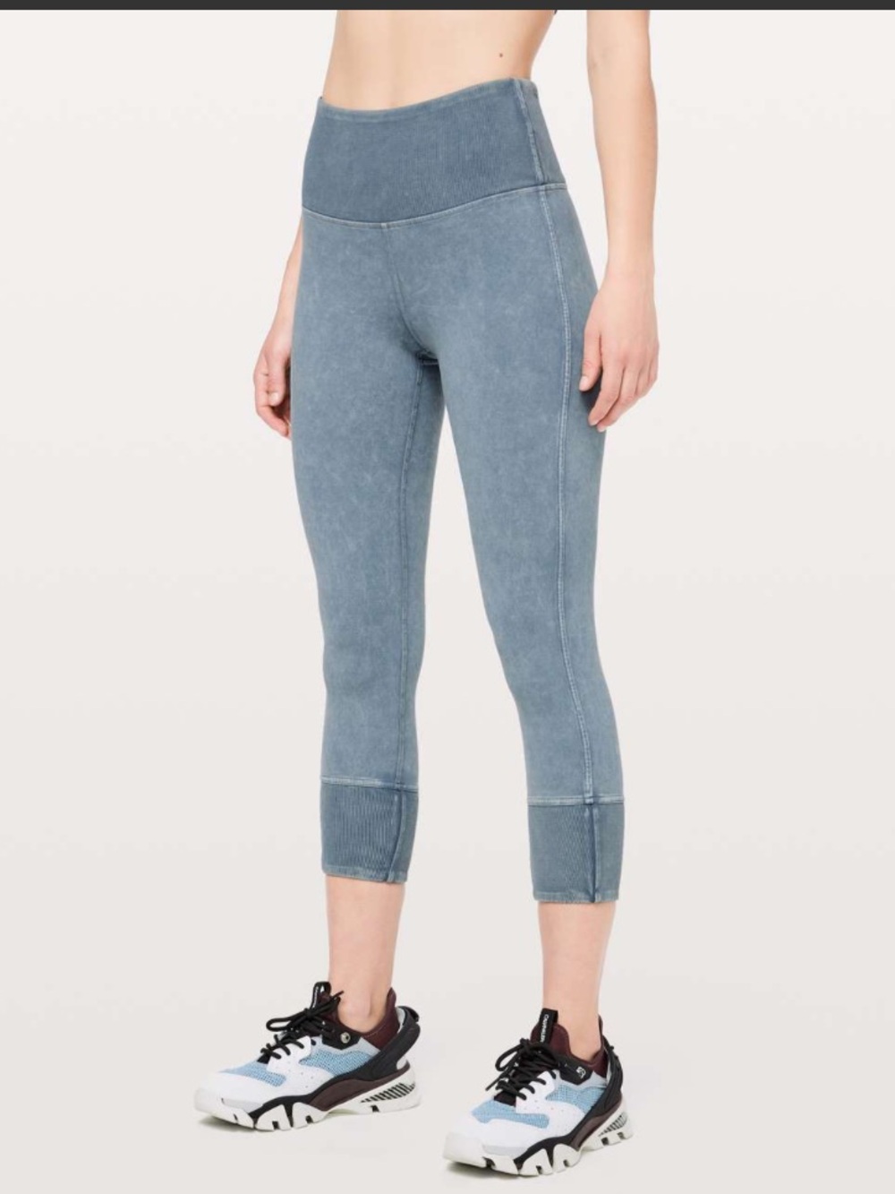 Lululemon Wunder Under Leggings Crop 23" Ribbed Washed Moon Blue Size 12